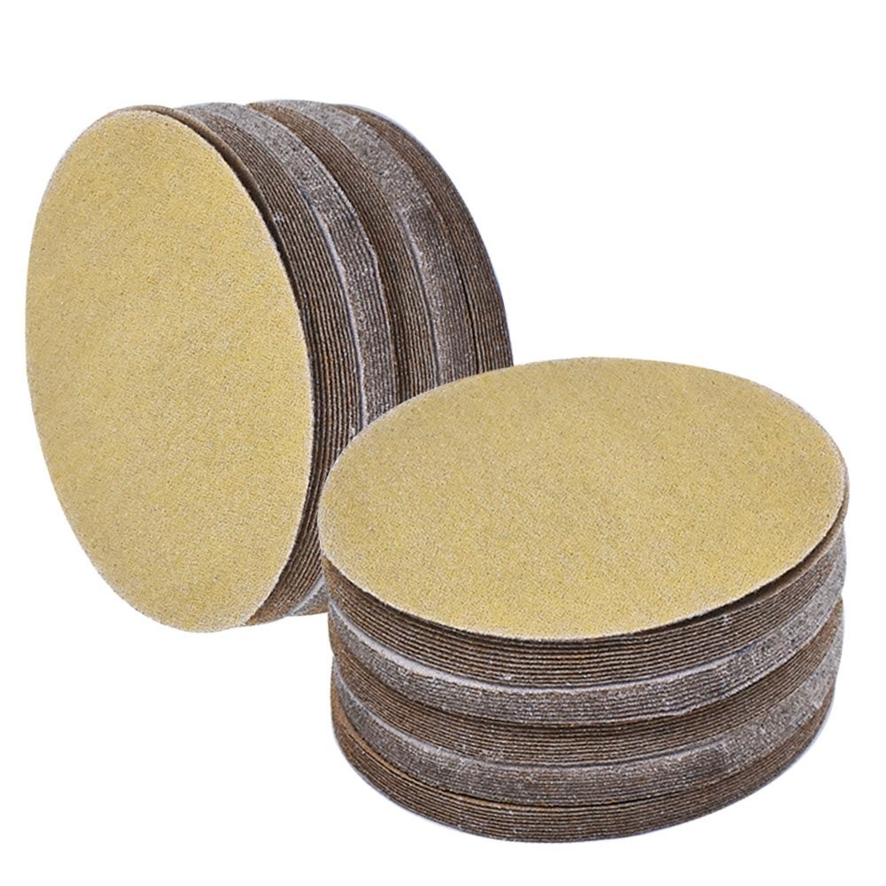 100 Pcs 5 Inch 240 Grit Hook Loop Pads Sanding Discs NO-Hole Sand Paper