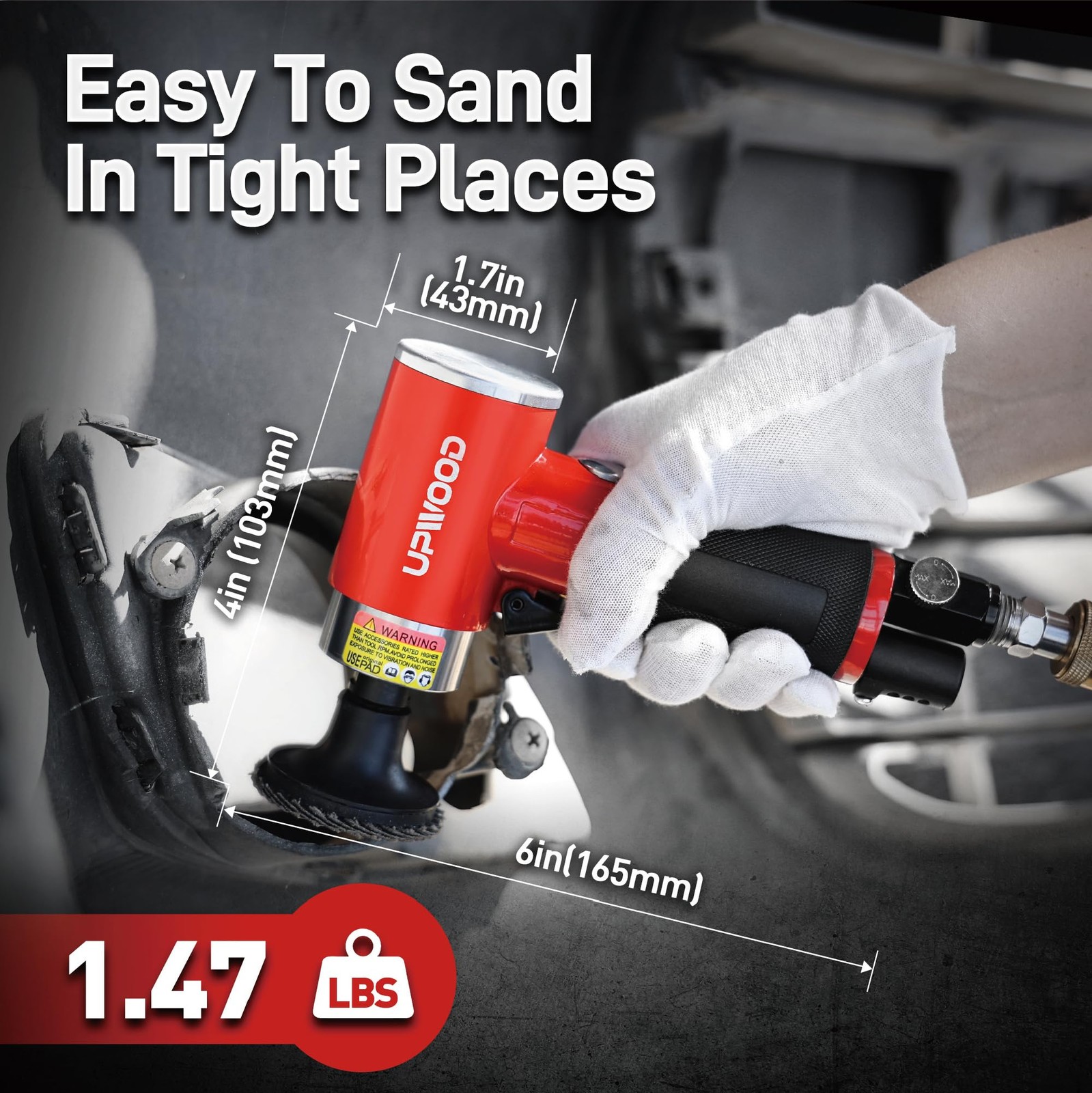 UPWOOD 2-Inch Air Right Angle Sander Kit with 41 Roll Lock Discs Red,black
