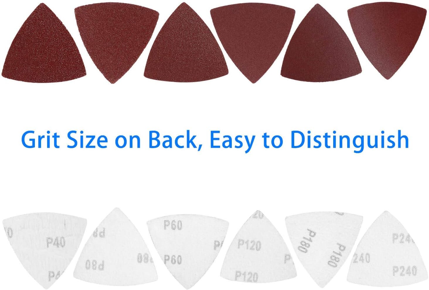 Triangle Oscillating Multi Tool Sanding Pads, 60PACK SANDPAPER, Reddish Brown
