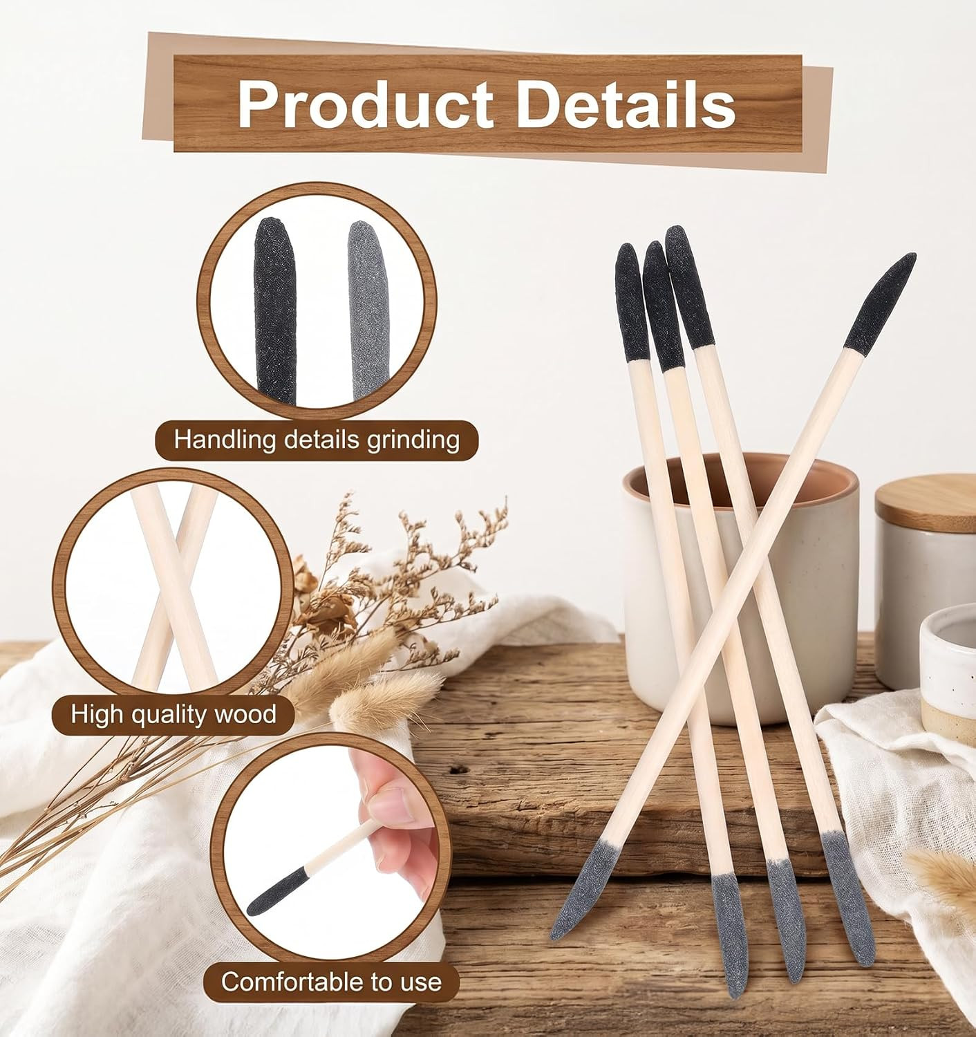 20 Pcs 5.24 x 0.16 Inch Sanding Sticks, Polishing Sticks | Small Crevice Sanding