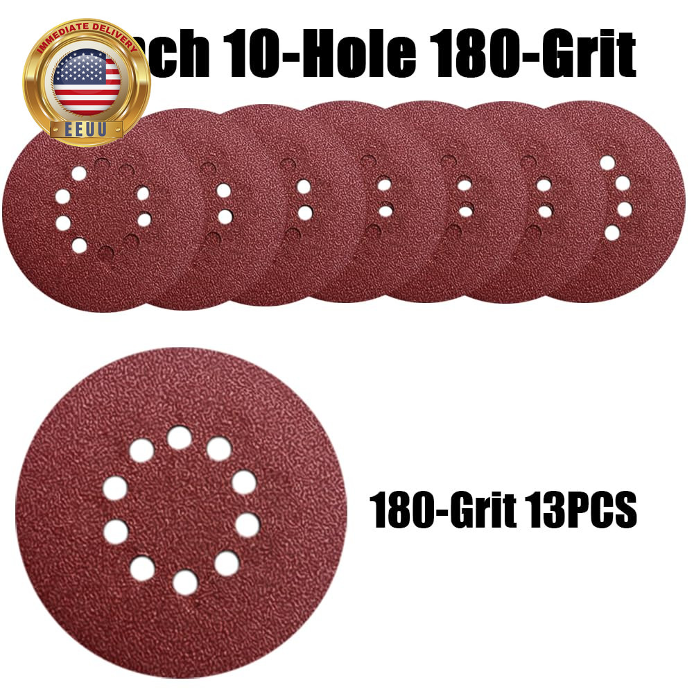9 Inch 10 Hole Sanding Discs for Drywall Sander – 13 Pack of 180 Grits Drywall S