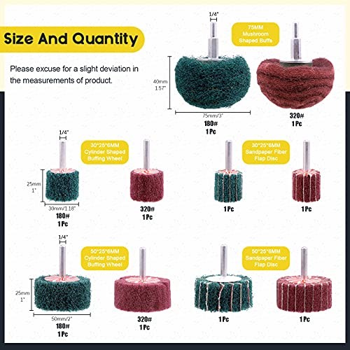 10Pcs Non Woven Abrasive Buffing Pads Wheels Drill Attachment Set, Scouring Pads