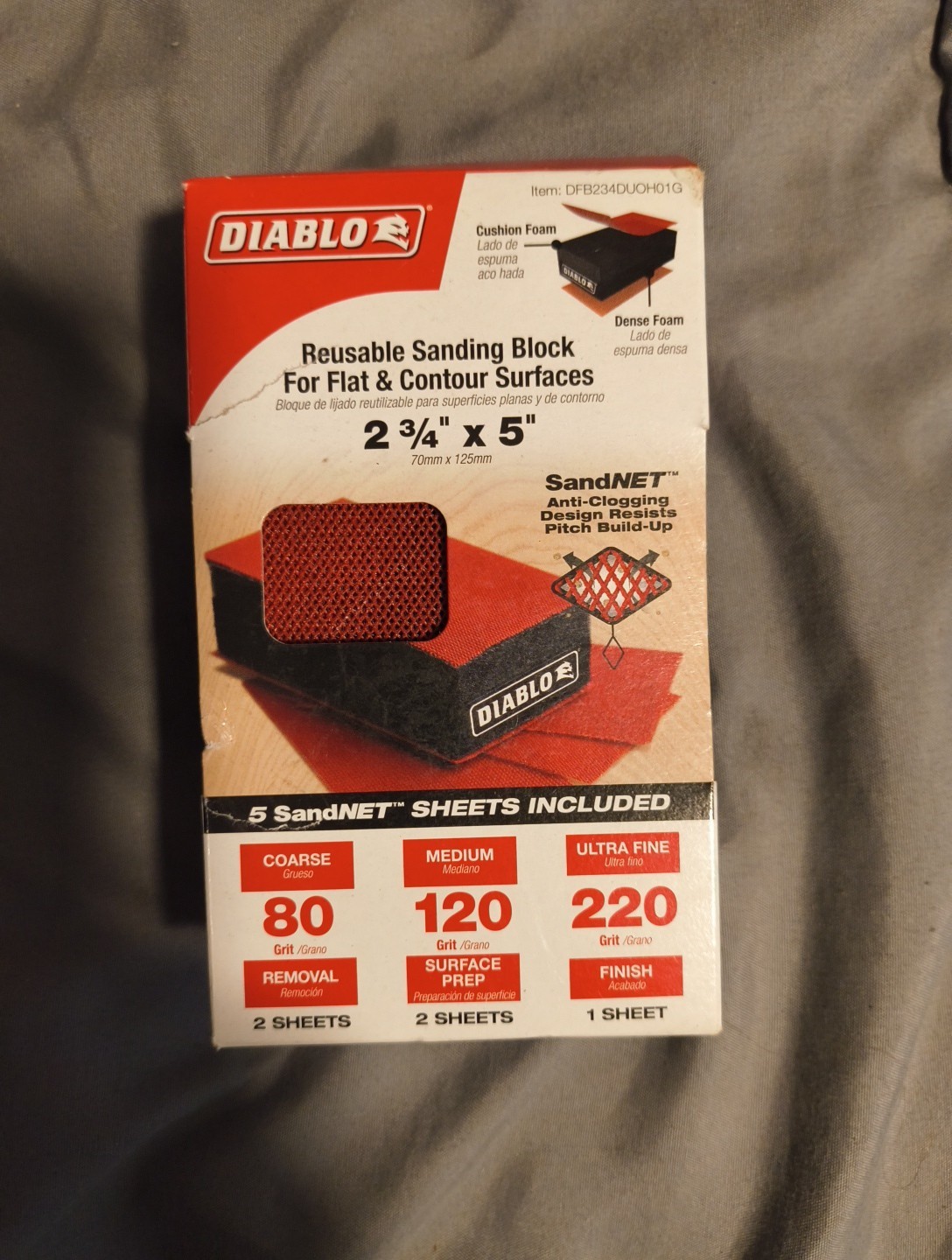 DIABLO Hand Sanding Block Sheets 5″x2.75″ (80,120,220 Grit) Assorted Grit