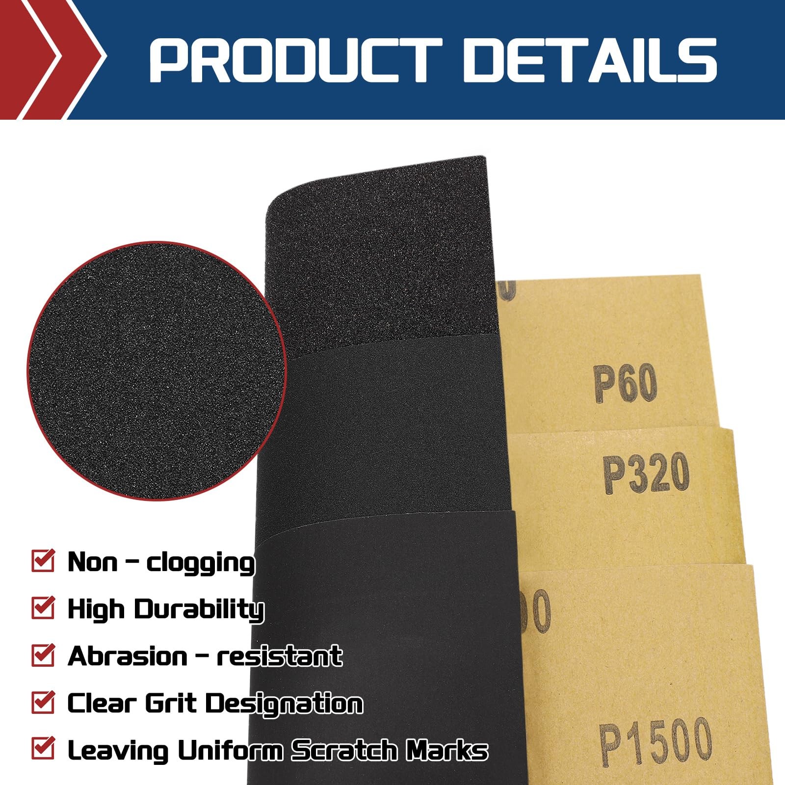 25 PCS 320 Grit Sandpaper Sheets 9×11 Inch Alumina Abrasive Black Wood