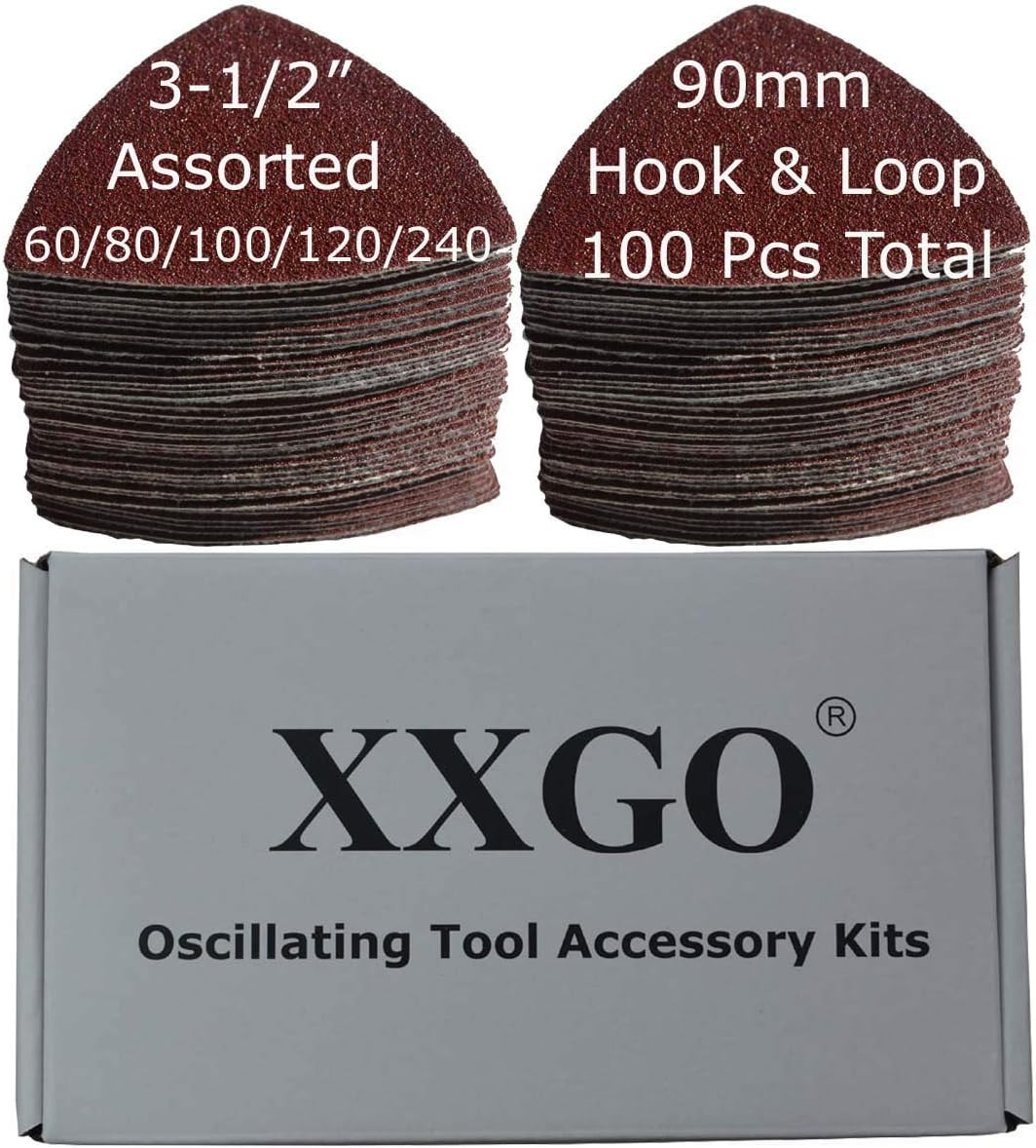 100 Pcs 60 Grits 3-1/2 Inch 90Mm Triangular Hook & Loop Multitool Sandpaper for