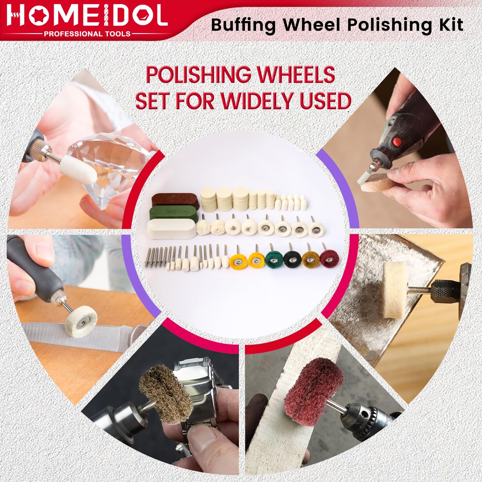 72Pcs Polishing Kit for Dremel Buffing Wheels with Polishing Compound