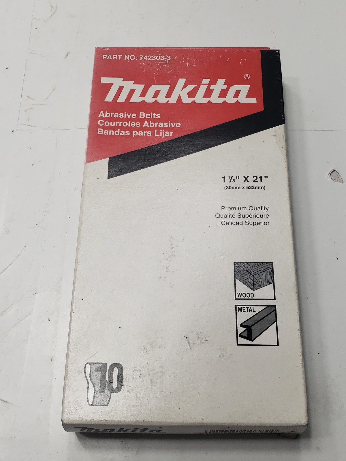 MAKITA 742303-3 Sanding Abrasive Belts 1 1/8” X 21” 80 Grit 10-Pack NOS