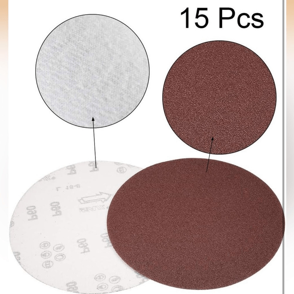 (15) – 8” Flocking Sandpaper Sanding Discs Aluminum Oxide 60 Grit Grits BLACK