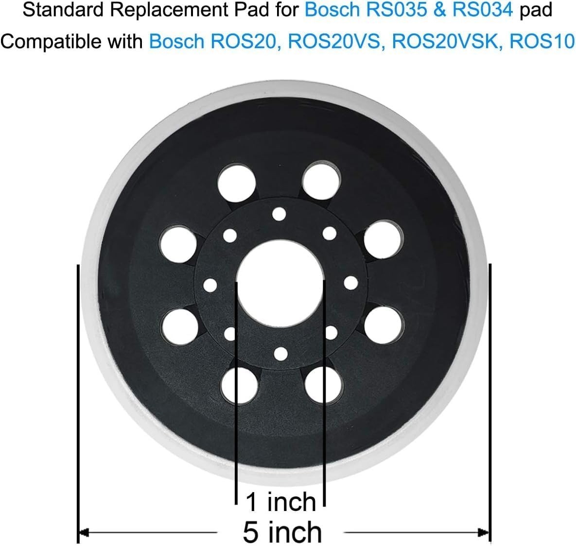 2 Pack 5 Inch 8 Hole Hook & Loop Replacement Sander Pad for 5″ Bosch ROS20VS