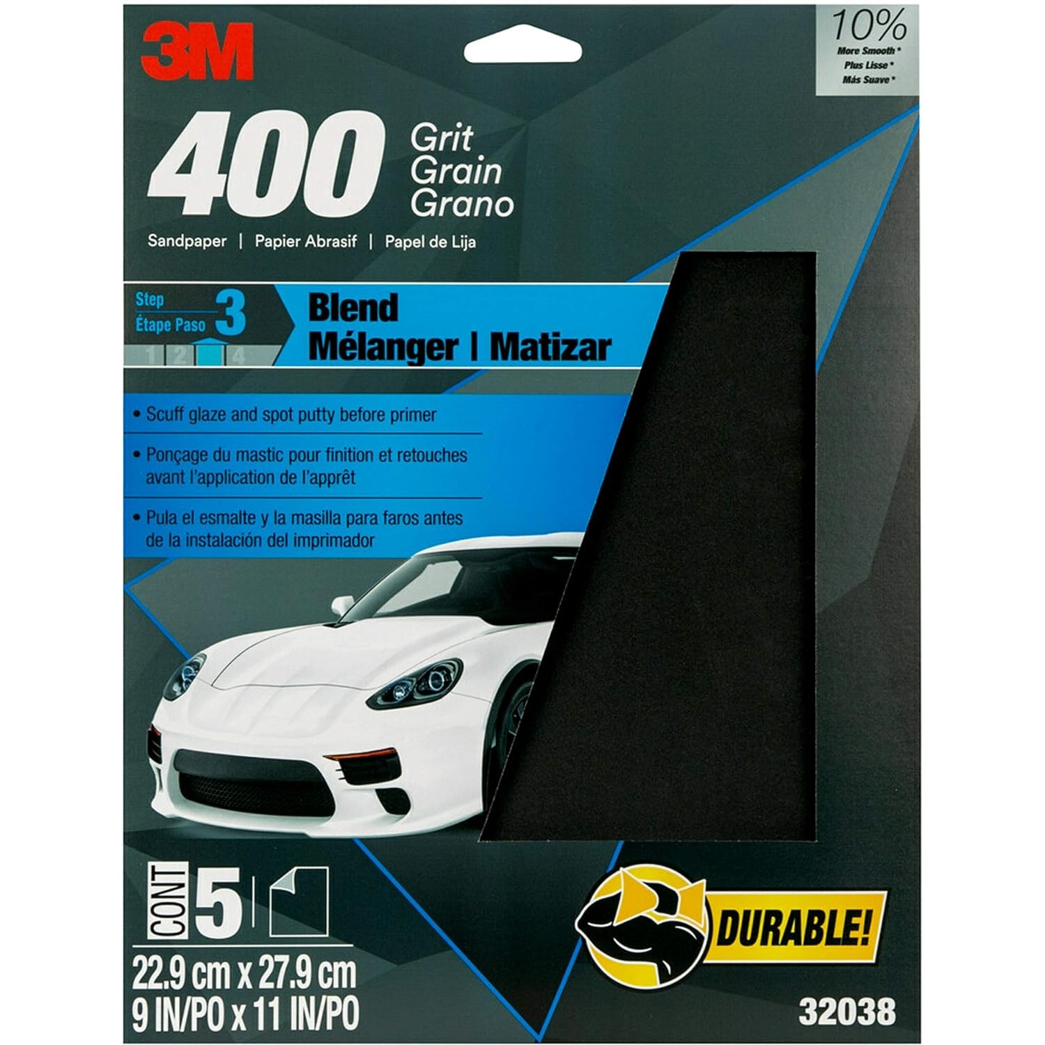 3M Wetordry Sandpaper 03006 Assorted Fine Grits 1000-2500 Auto Body Sanding 5 Pa