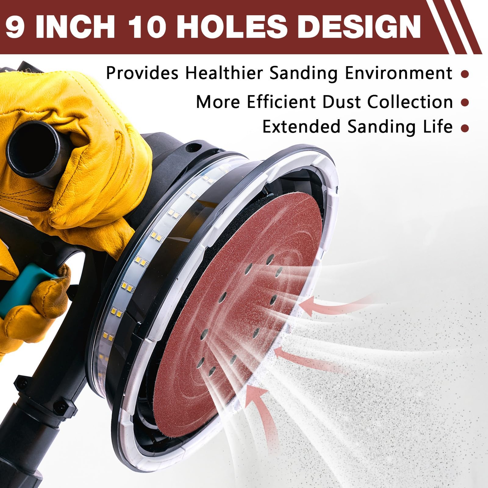 50Pk 9 Inch 10 Hole Hook and Loop Sanding Disc Aluminum Oxide Drywall Sandpaper