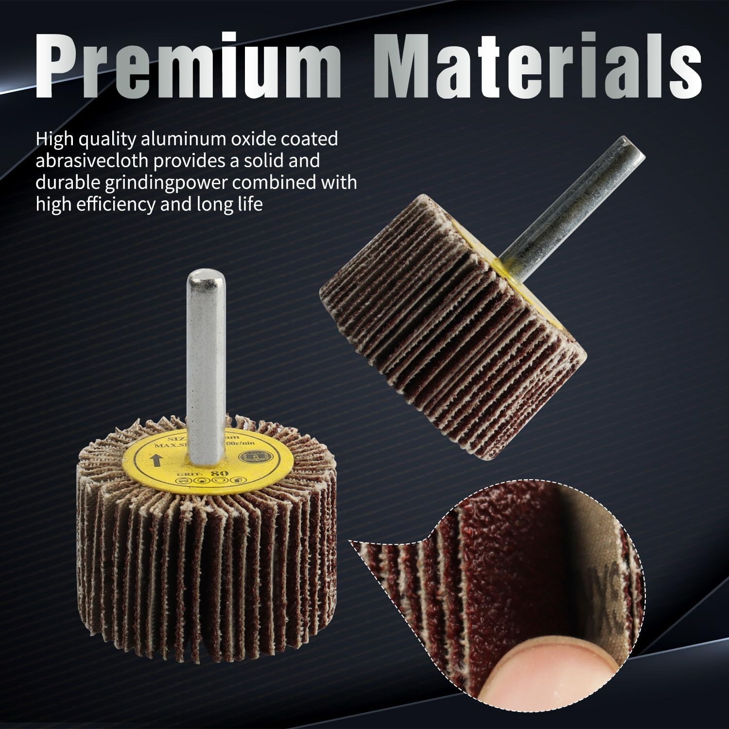 80-Grit Flap Wheels – 1.6 Inch, 1/4 Inch Shank, Ideal for Metalworking
