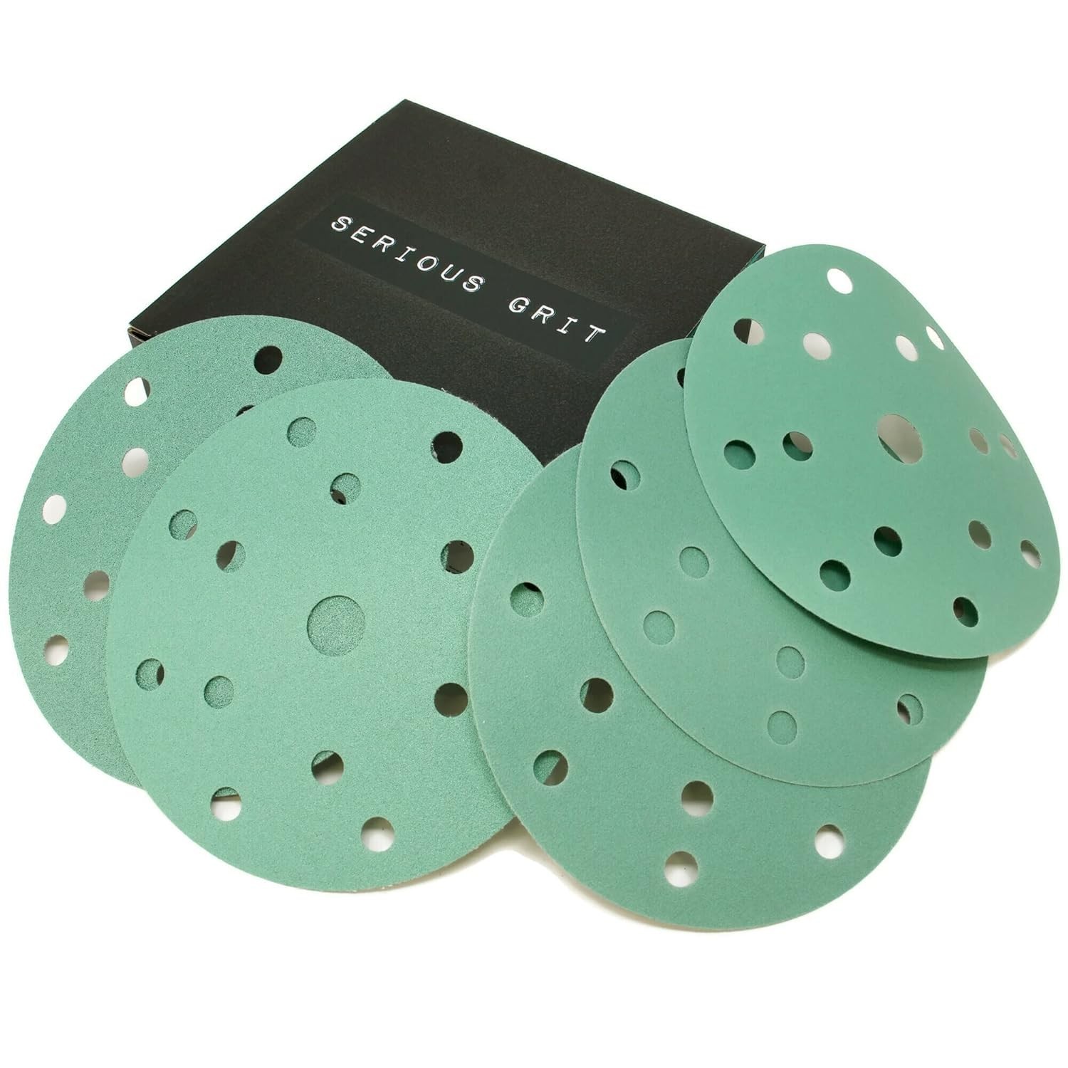 6-Inch 15-Hole Sanding Discs Assortment – 80, 120, 150, 180, 220 Grit