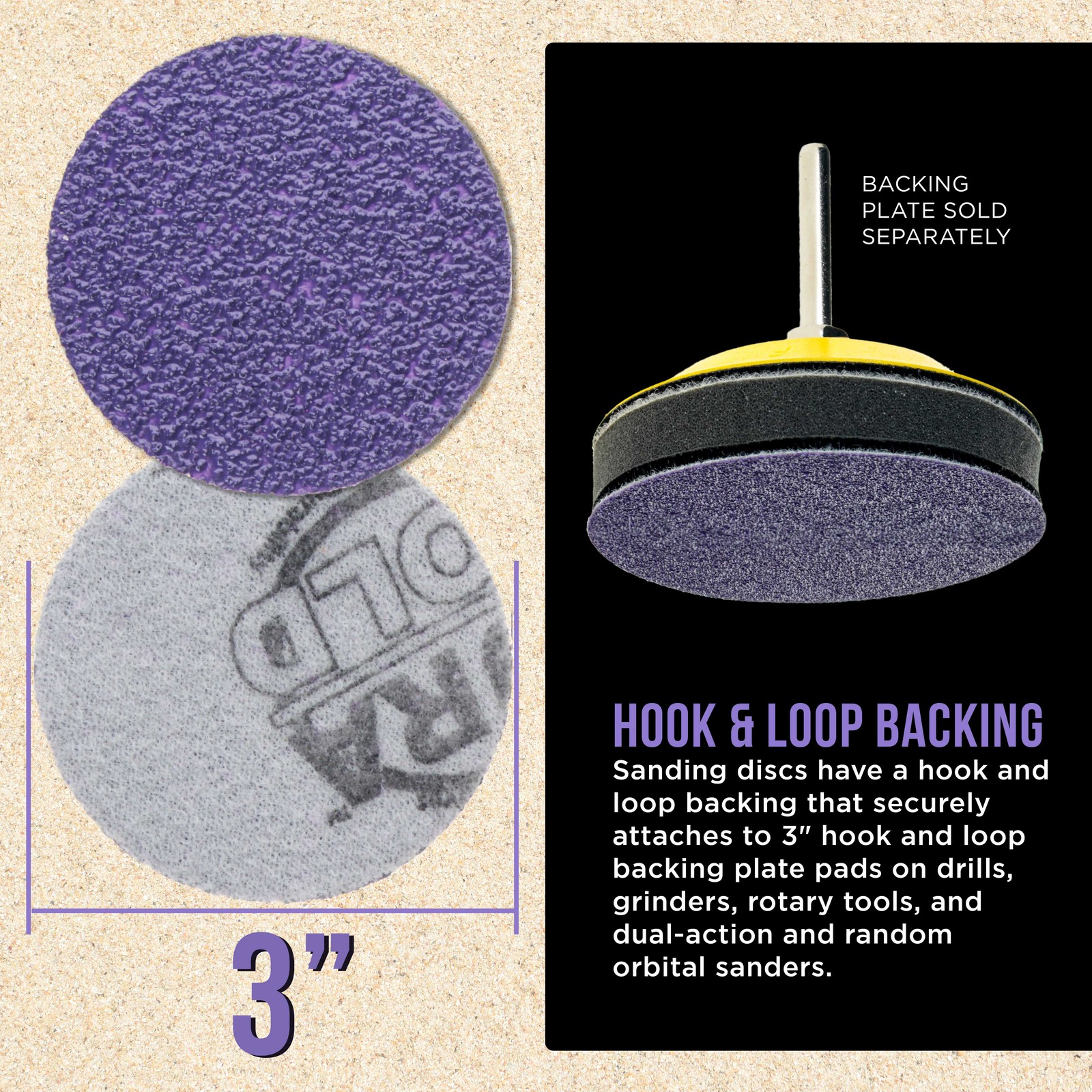 40 Grit 3″ Purple Ceramic Sanding Discs, Box of 20 – Hook & Loop Sandpaper