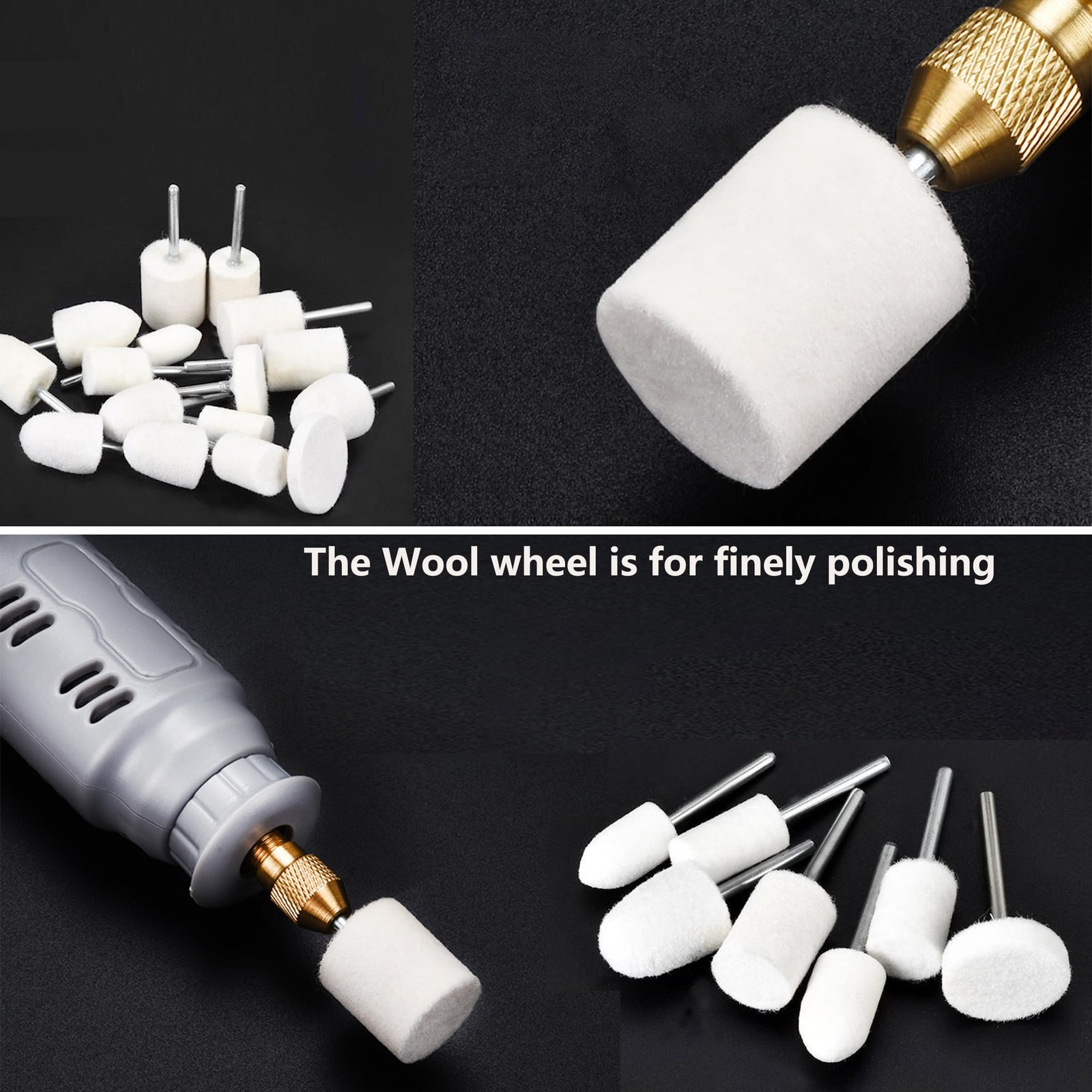 110PCS Wool Buffing Polishing Wheel for Dremel Tool Kit, Jewelry Making Tools…