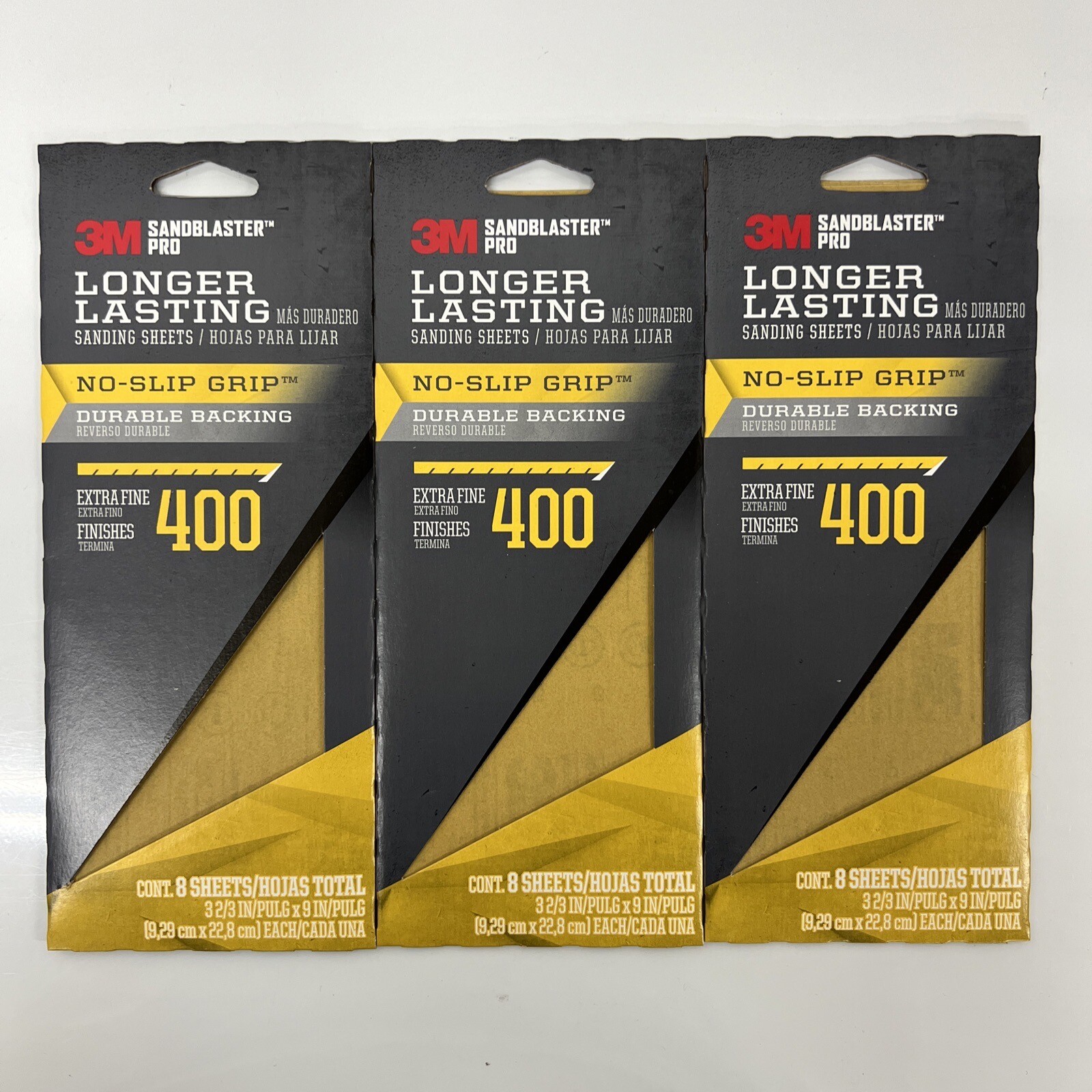 3M SandBlaster Pro Extra Fine 400 Grit Sheet Sandpaper 3 Pack