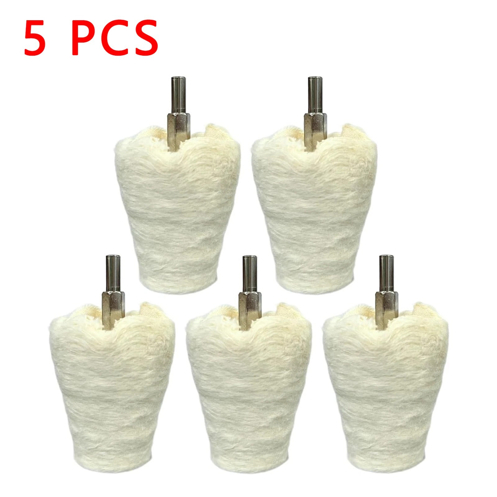 5PCS Cone-Shaped White Flannelette Buffing Wheel Polishing Wheel with 1/4″Handle
