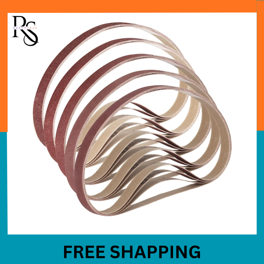 1/2 x 18 Inch Sanding Belts 20 Pack 60 80 120 180 240 Grit Assorted Belts