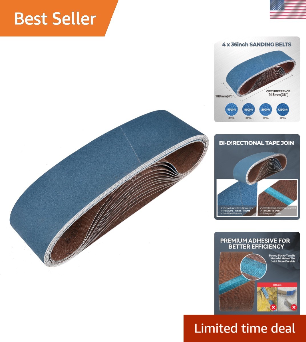 12-Piece 4×36 Inch Zirconia Sanding Belt Set – Grits 40/60/80/120 for Precisi…