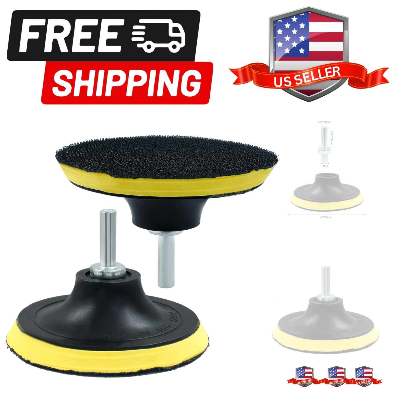 4 Inch Hook & Loop Backing Pad Orbital Sander Polisher Sanding Pad with M10 D…