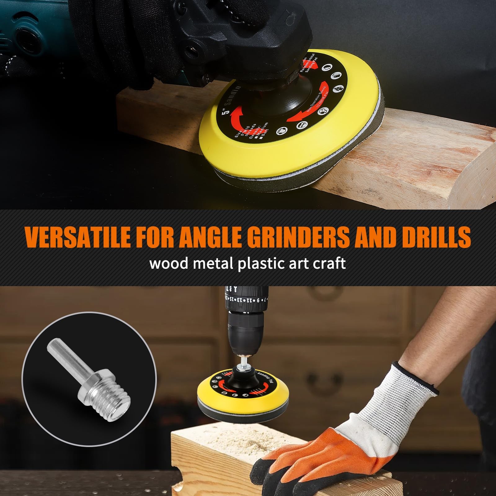 114PCS Angle Grinder Sanding Discs Polishing Pad Kit, 5 Inch Hook and Loop Fo…
