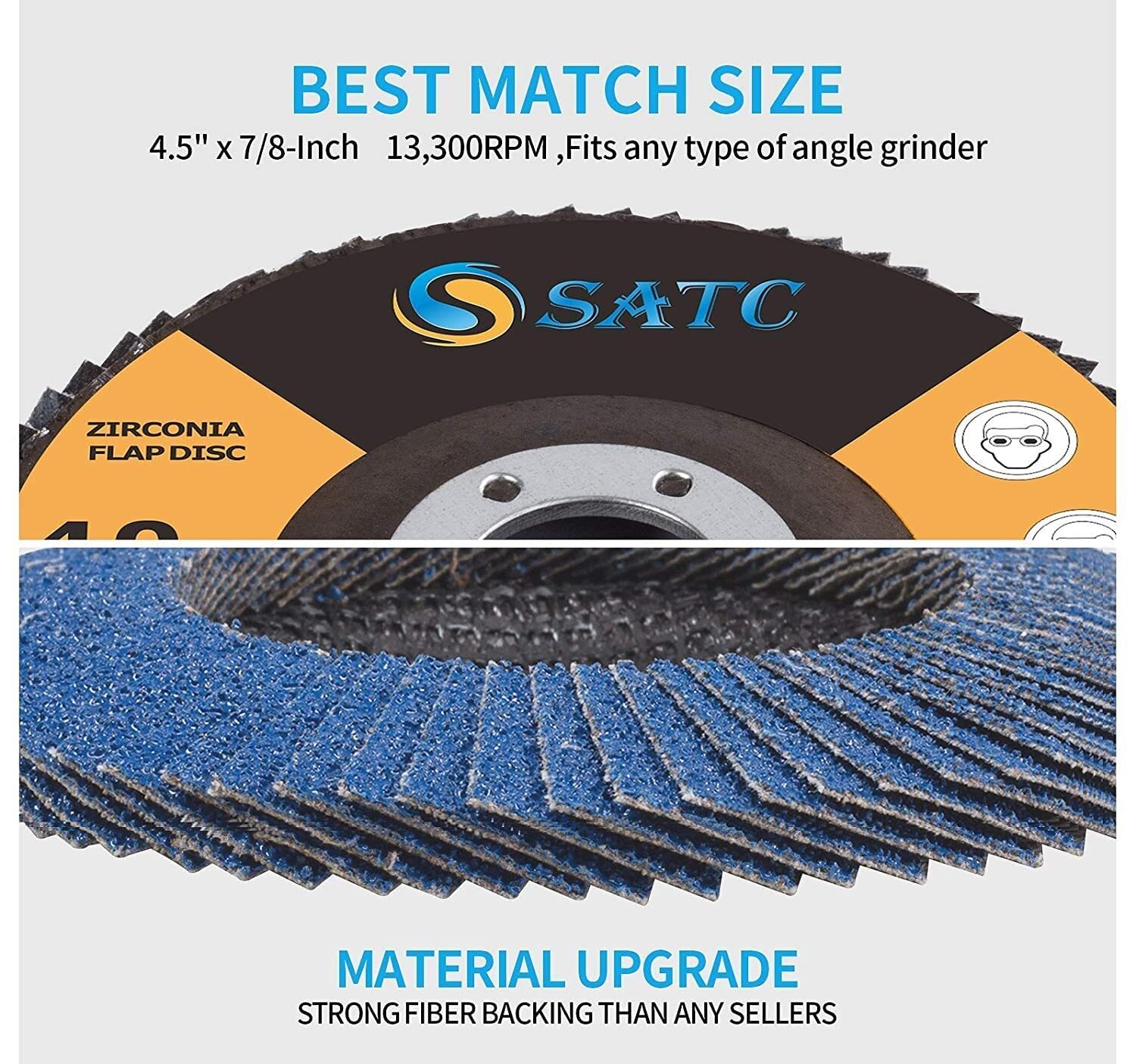 10 FLAP GRINDING SANDING DISCS 115mm 4.5″ 60 GRIT ANGLE WHEEL