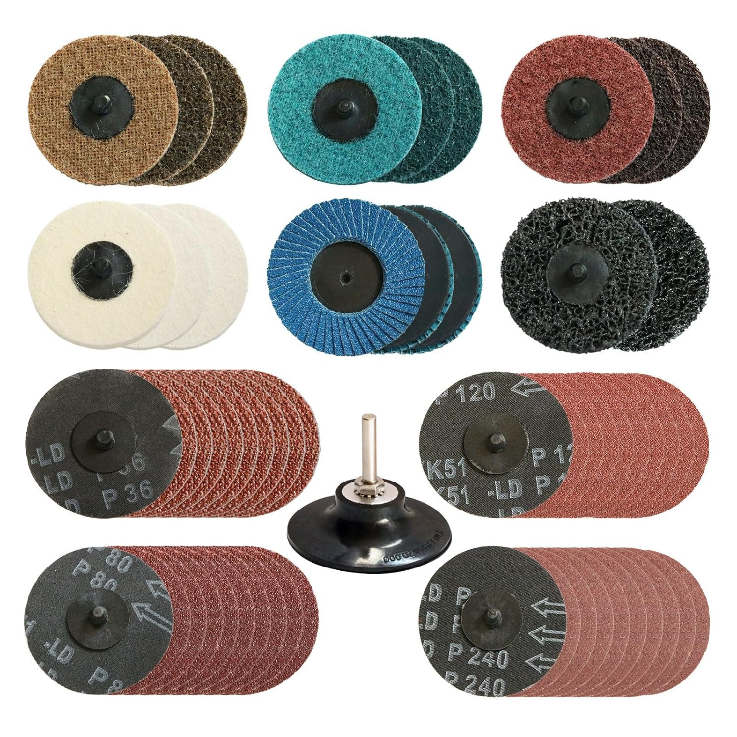 58PCS 3 Inch Quick Change Sanding Disc Set,Surface Conditioning Disc for Die Gri