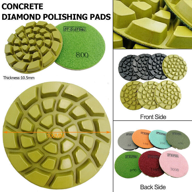 9pcs 4In 100mm Diamond Floor Polishing Pads Sanding Discs Renew Polisher