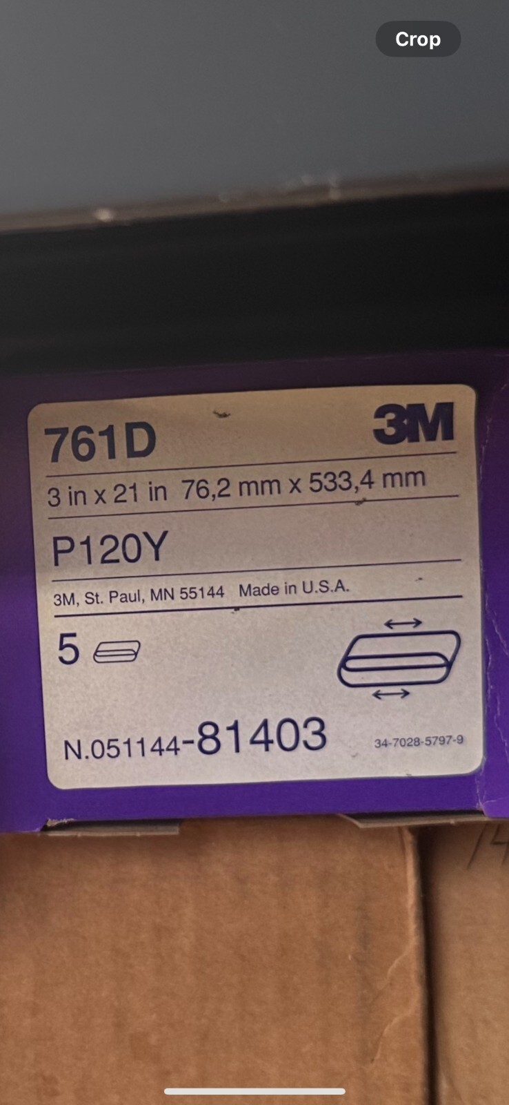 NEW 3M Cloth 761D Sanding Belts P120Y GRIT, 3 in X 21 in, 5 Pack