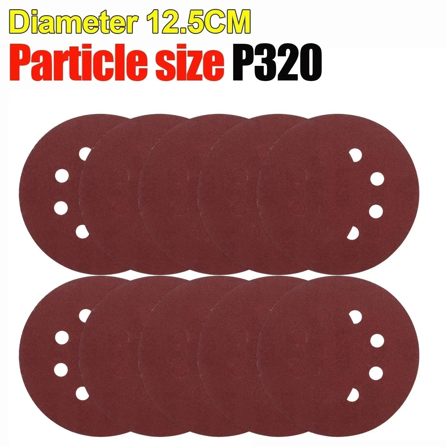 125mm Sanding Discs 8-Hole Red Variety Pack Grit, Hook ,Loop Sandpaper
