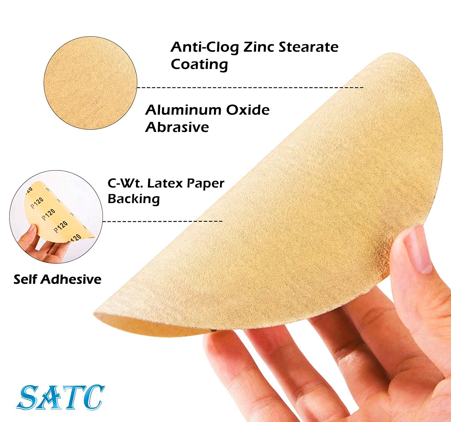 80 Grit 6 in PSA Sanding Disc Sticky Back Sandpaper 100 Roll Adhesive DA Sander