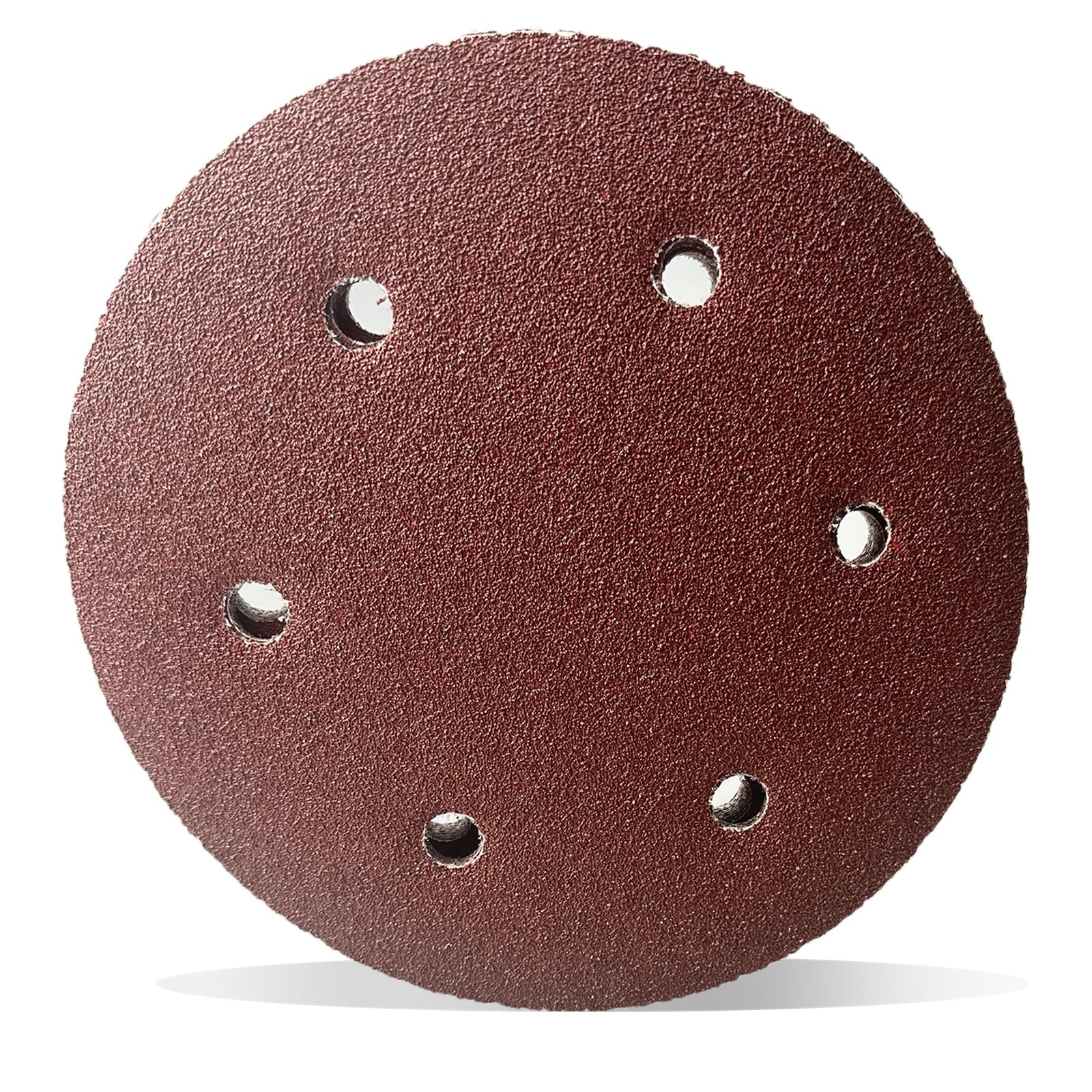 12 Pcs 9 Inch 6 Hole Sanding Discs Hook and Loop Aluminum Oxide Sandpaper