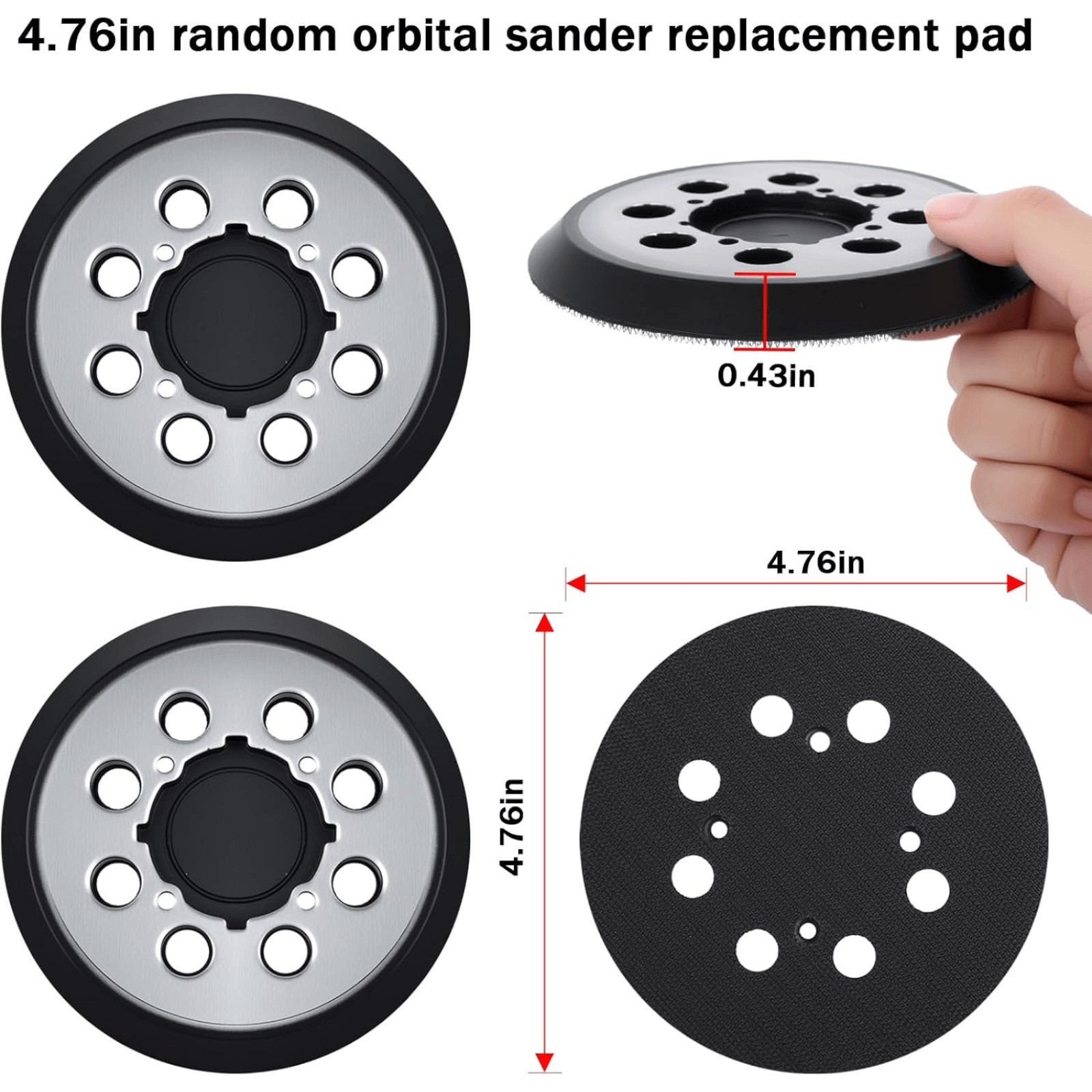 IPELY 5-Inch Orbital Sander Replacement Pad (2-Pack)