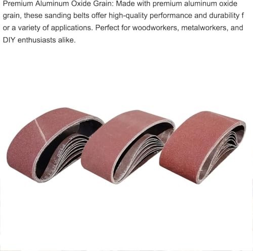 15 PCS 4″x21″ Sanding Belts – 40/80/120 Grit Aluminum Oxide for Belt Sander