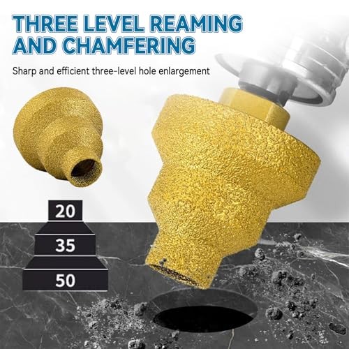 2Pcs Diamond Step Drill Bit, 20mm 35mm 50mm Diamond Core Drill Bit Diamond