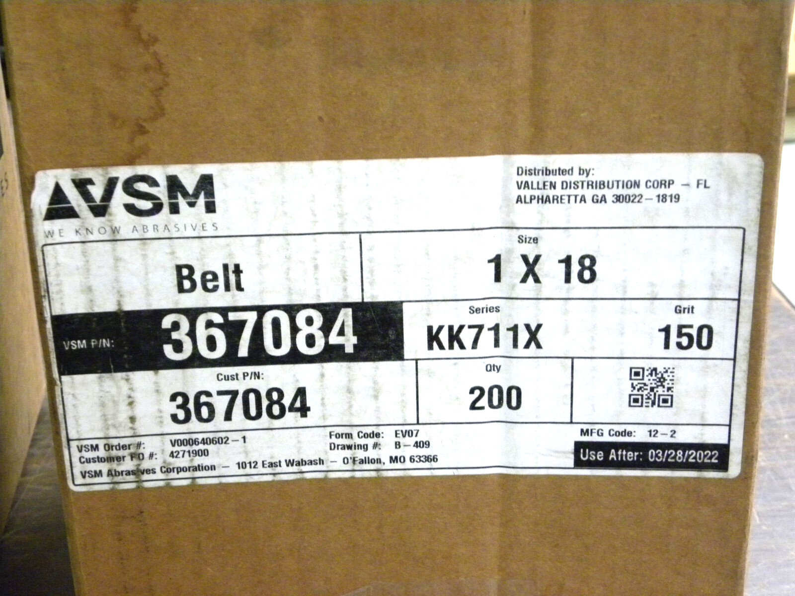 10 pcs! 1″ x 18″ VSM 367084 Aluminum Oxide Grinding Belt – Sanding Belt 150 Grit