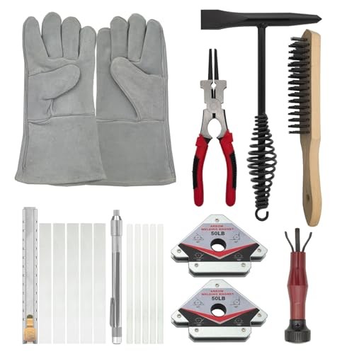 MIG Welding Tools,8sets,Chipping Hammer,Leather Welding Gloves