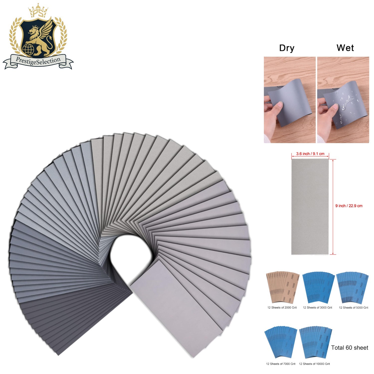 Versatile 60-Piece Sandpaper Assortment for Automotive & Wood Finishing