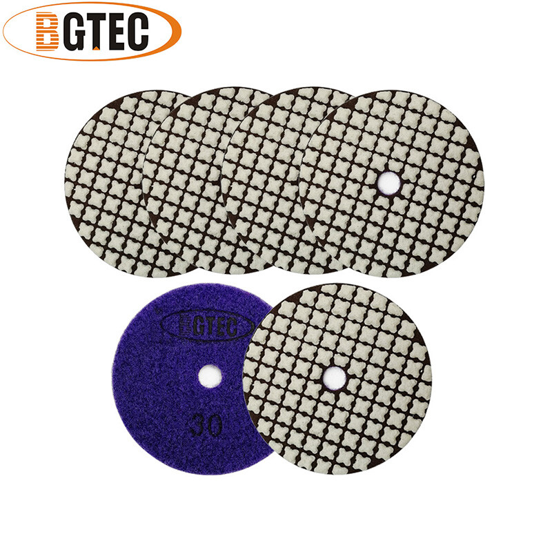 7pcs 4” Diamond Dry Polishing Pad for Granite Marble Grit 30-3000 Sanding Pad