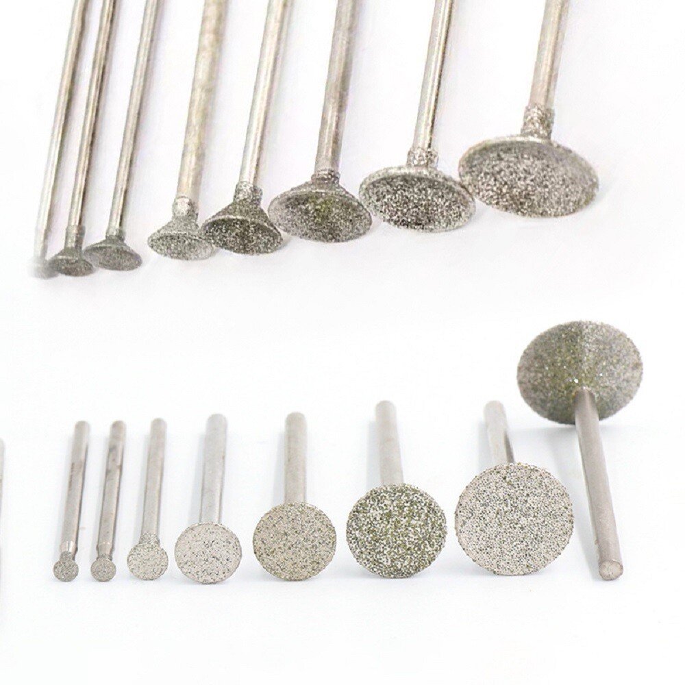 0.8mm-12mm Diamond Burr Concave Grinding Head Bit 2.35mm Shank For Rotary Tool