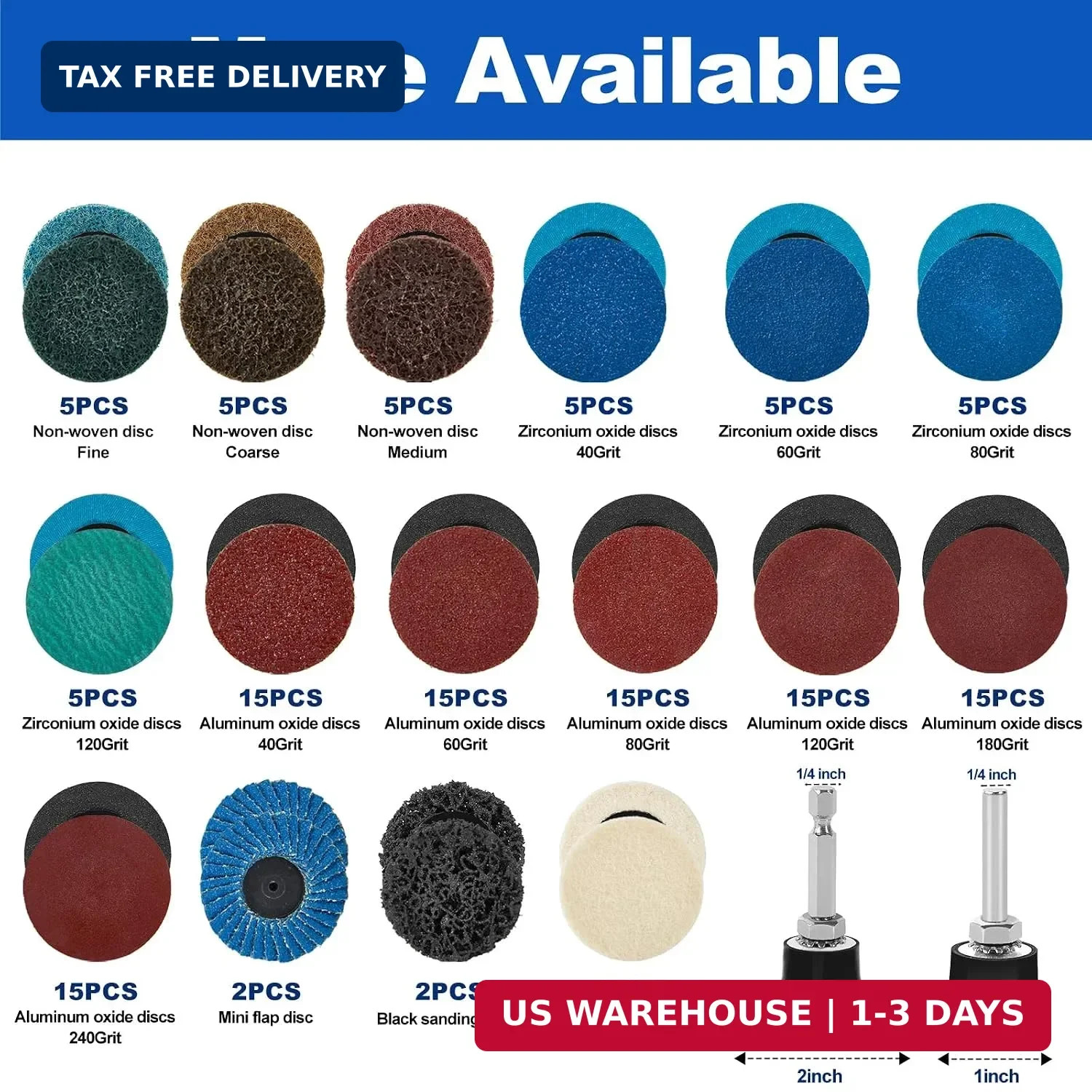 136 PCS 2 Inch Die Grinder Sanding Discs Bits Accessories, Quick Change Disc wit