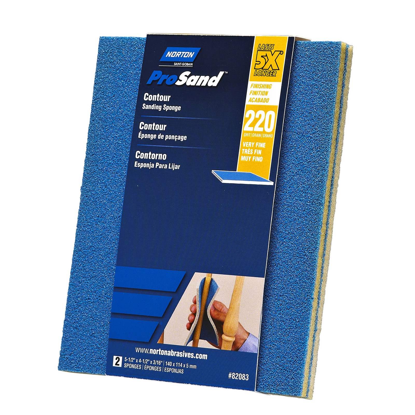 Norton ProSand 5X Contour Sanding Sponge 220G 2pack