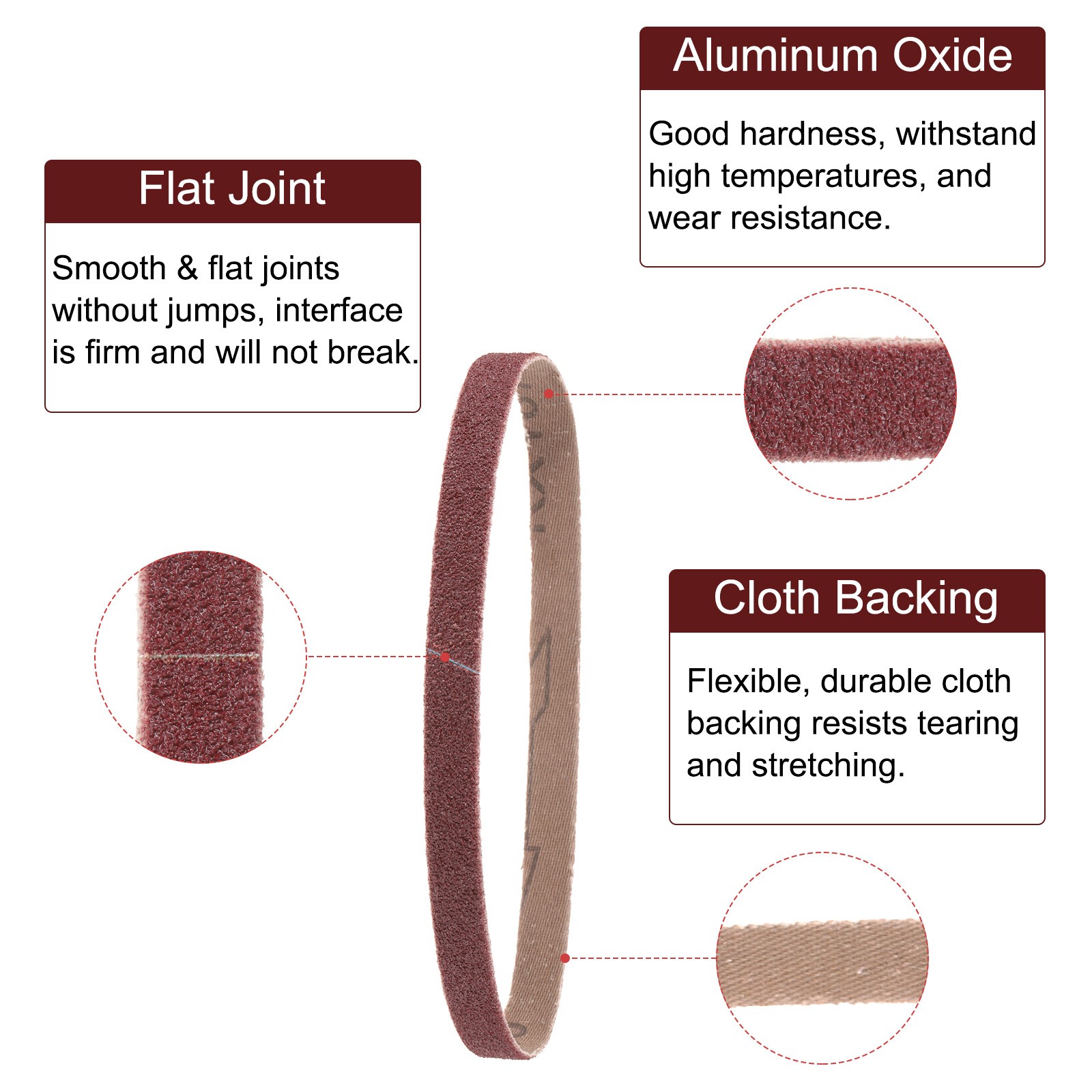 5pcs 2-1/2″ x 16″ Sanding Belts 80 Grits Aluminum Oxide Abrasive Sander Belt