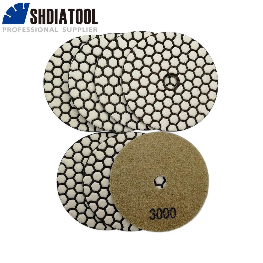 7pcs 4″ 100mm Dry Polishing Pads Diamond Sanding Discs for Marble Tile Stone @