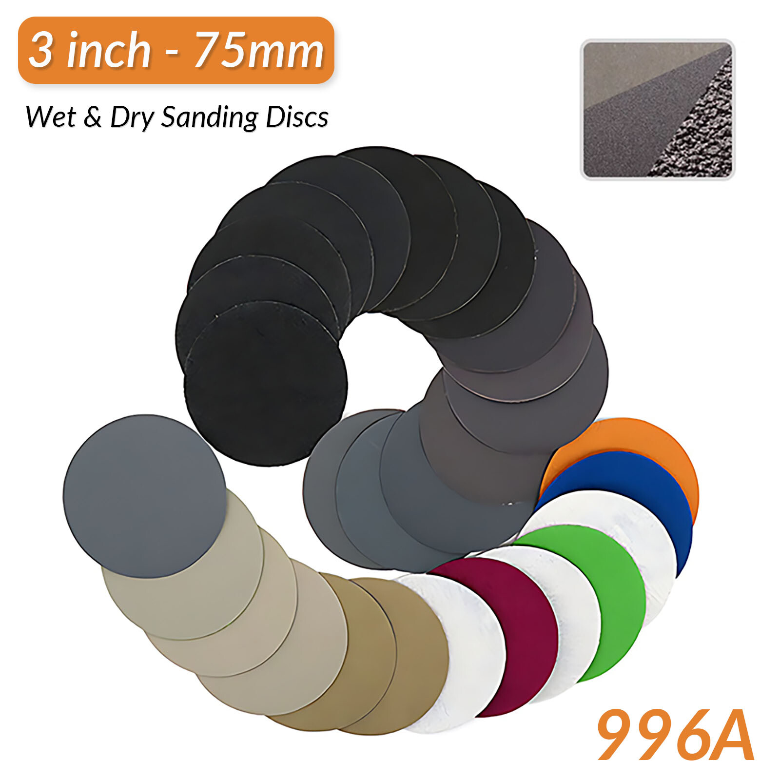 3″-75mm Wet & Dry Sanding Discs Sandpaper Orbital Hook & Loop Pads Grit 60-10000