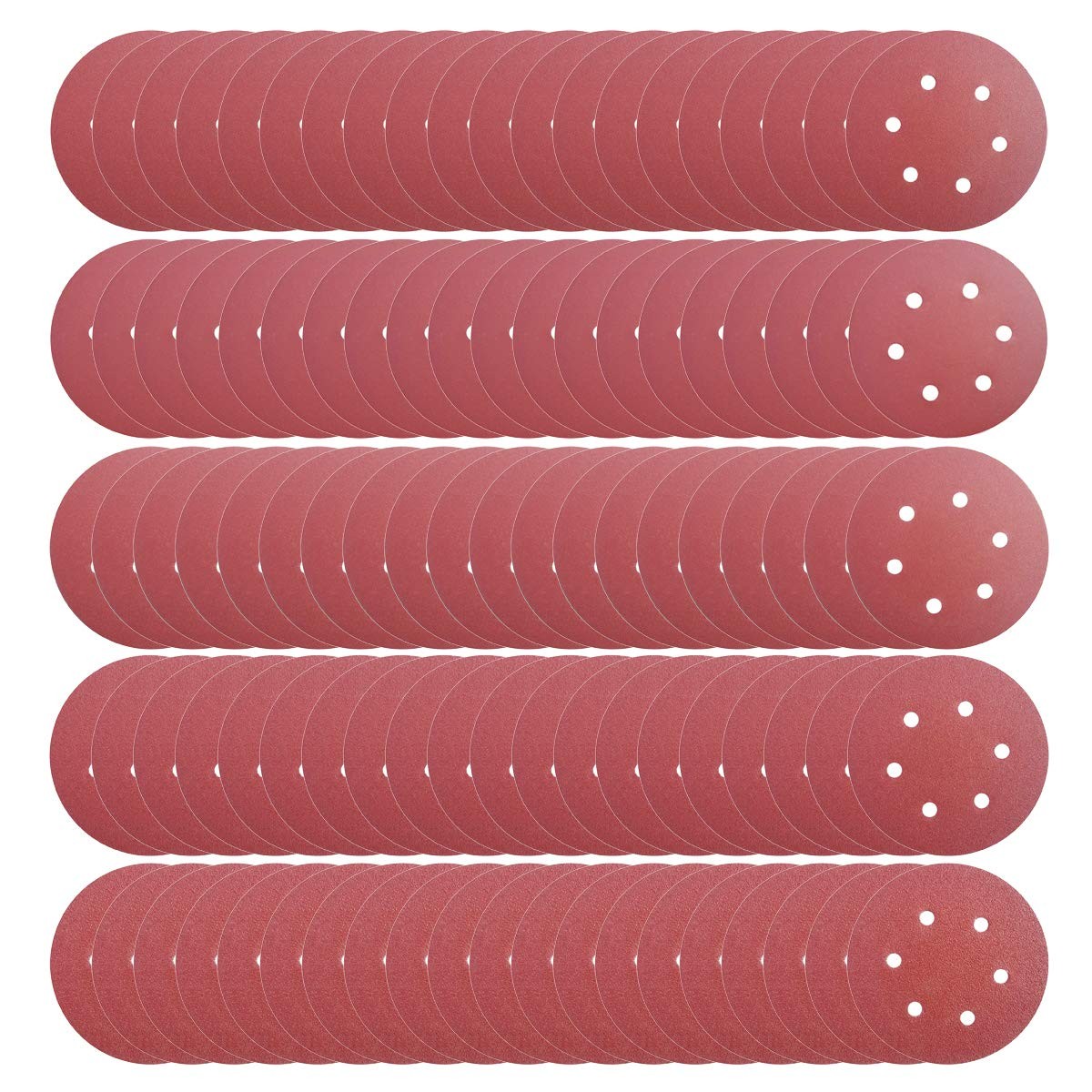 100 PCS 6 Inch 6 Holes Sanding Disc Assorted – 60 80 120 150 240 Grits, 6″ Ho…