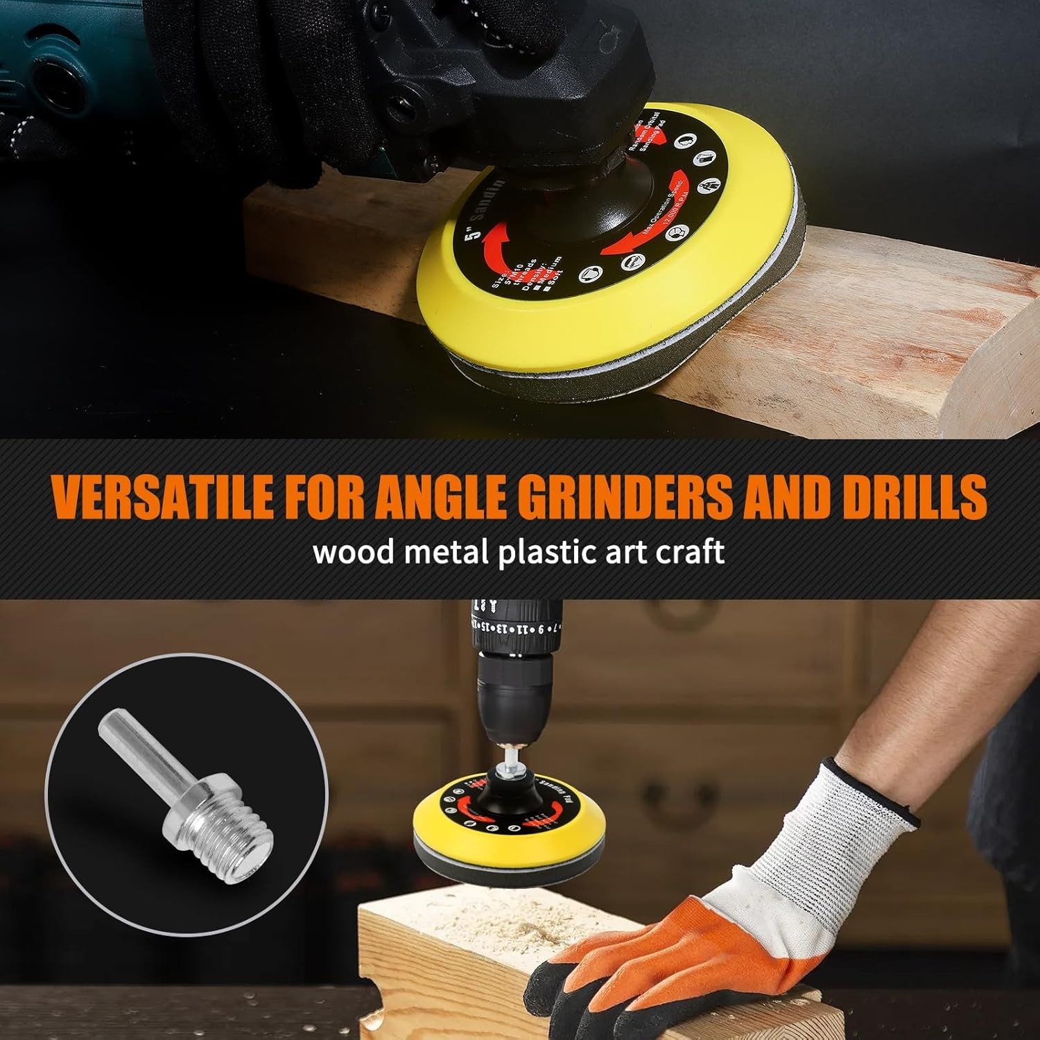 Versatile 114PCS Sanding Disc Kit: 5” Backing Pads for Wood & Metal Polishing