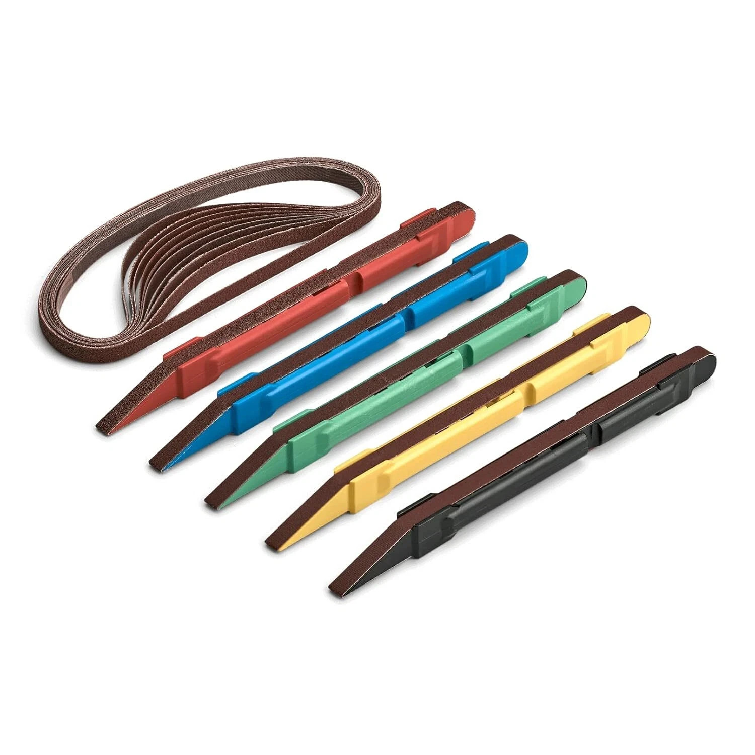 5 Piece Sanding Detailer Set with 2 Extra Replacement Belts Per Stick, 5 Grits 1