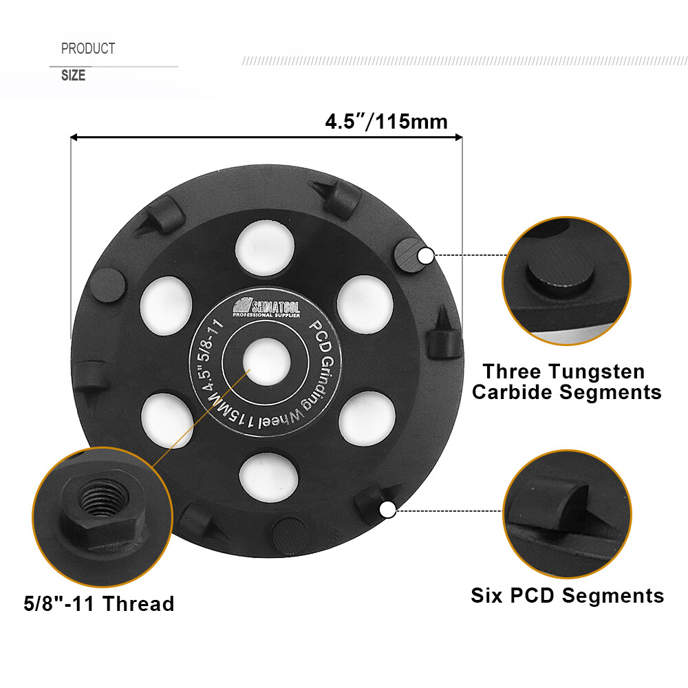 4.5″ PCD Grinding Cup Wheel Polycrystalline Diamond Grinding Wheel Grinder 5/8