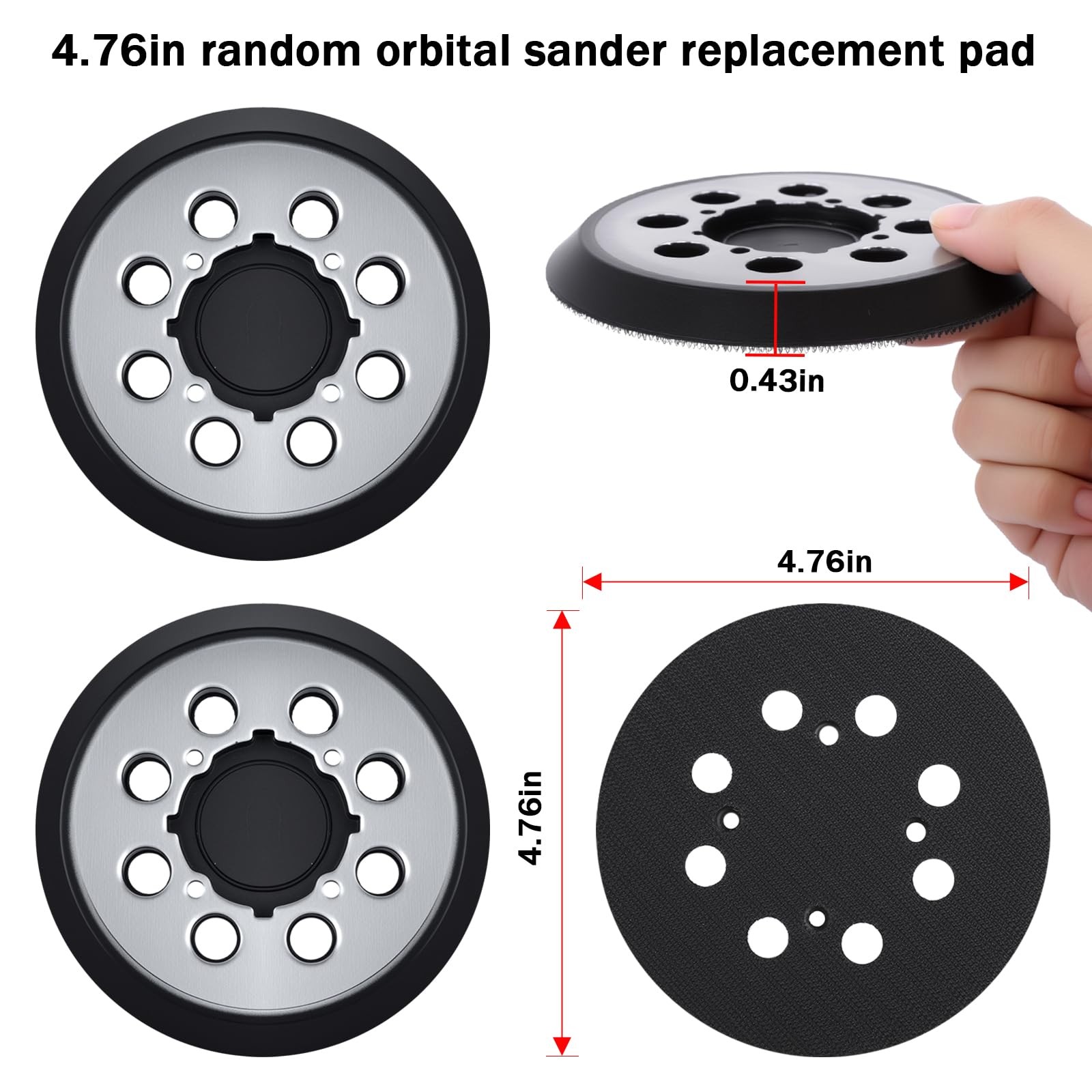 2 Pack Sander Replacement Pad for Dewalt, 5-Inch 8 Holes Hook and 5 inches